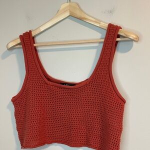 Lulu's Terracotta Knit Cropped Tank Top